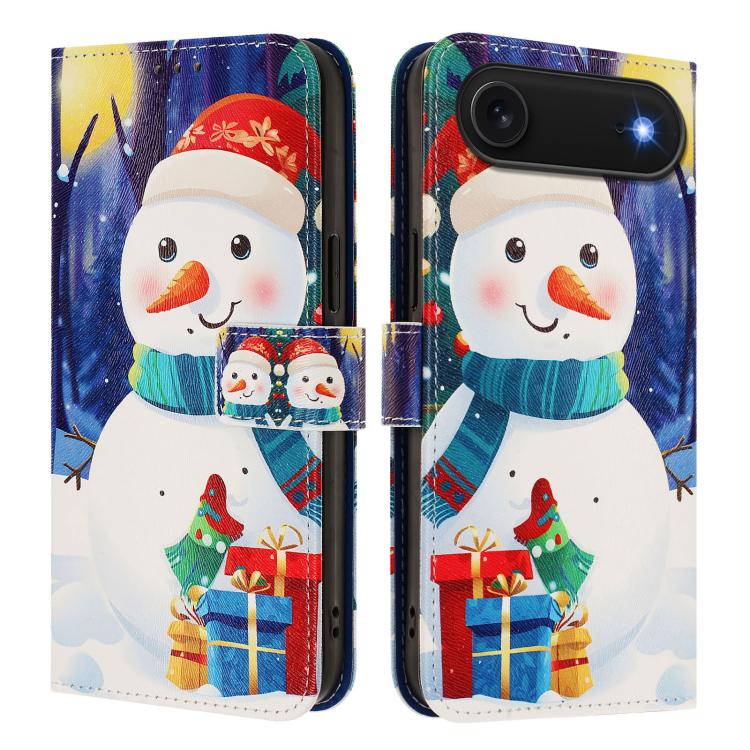 Christmas Series Buckle Leather Phone Case with Hand Strap, For iPhone 16e, For iPhone 16 Pro Max, For iPhone 16 Pro, For iPhone 16 Plus