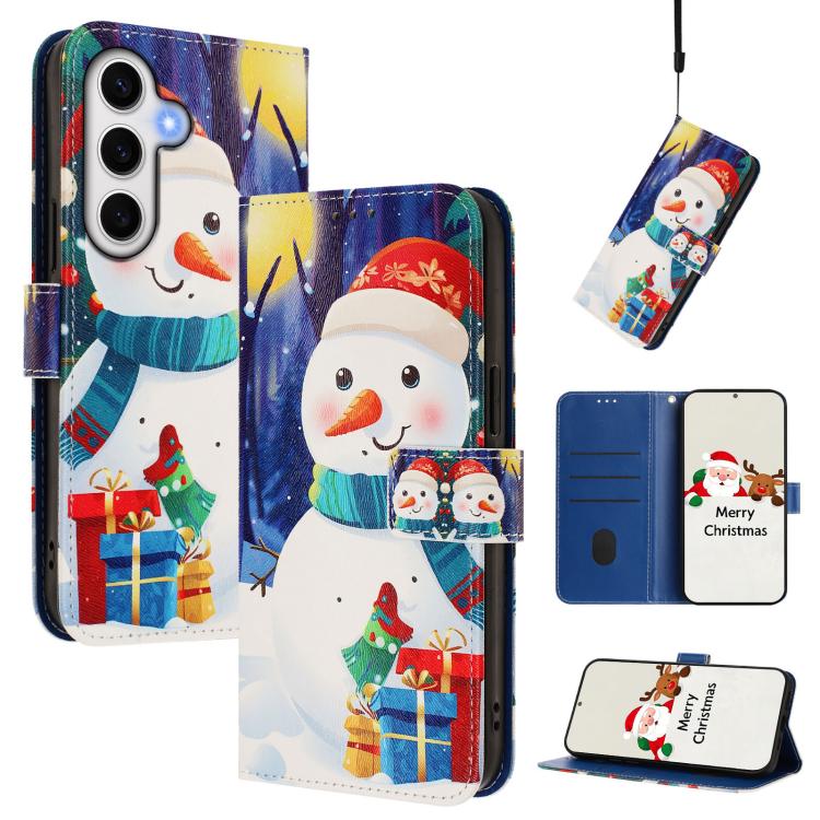 Christmas Series Buckle Leather Phone Case with Hand Strap, For Samsung Galaxy S25 Ultra 5G, For Samsung Galaxy S24 FE 5G, For Samsung Galaxy Xcover7 Pro, For Samsung Galaxy Xcover7 5G