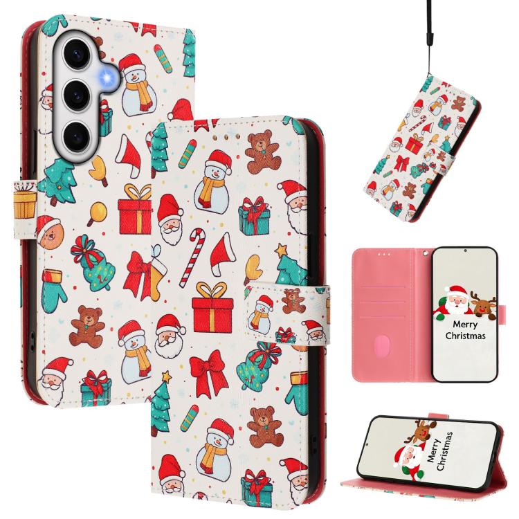 Christmas Series Buckle Leather Phone Case with Hand Strap, For Samsung Galaxy S25 Ultra 5G, For Samsung Galaxy S24 FE 5G, For Samsung Galaxy Xcover7 Pro, For Samsung Galaxy Xcover7 5G