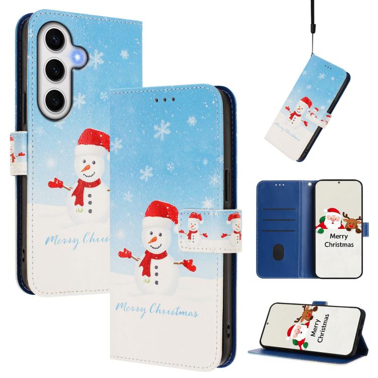 Christmas Series Buckle Leather Phone Case with Hand Strap, For Samsung Galaxy S25 Ultra 5G, For Samsung Galaxy S24 FE 5G, For Samsung Galaxy Xcover7 Pro, For Samsung Galaxy Xcover7 5G