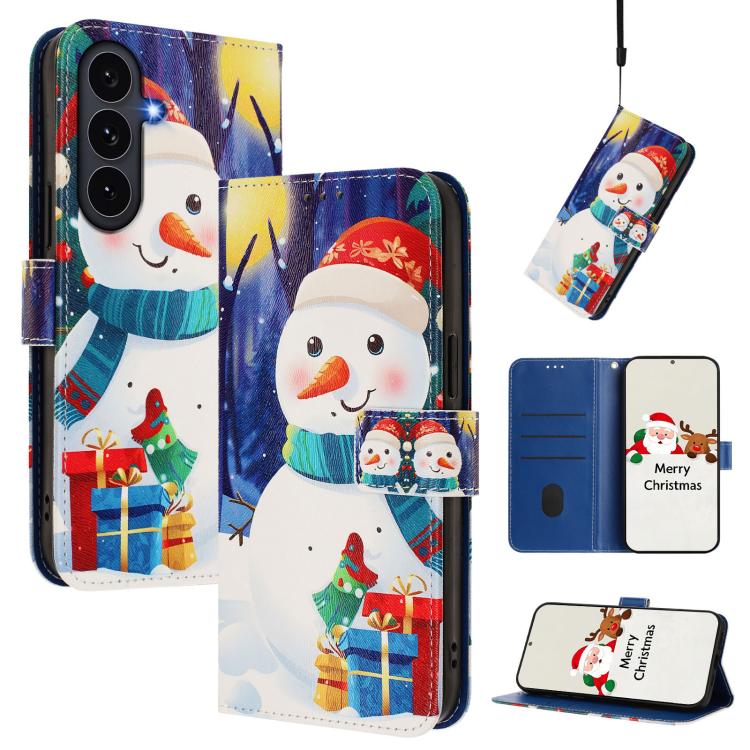 Christmas Series Buckle Leather Phone Case with Hand Strap, For Samsung Galaxy S25 FE 5G, For Samsung Galaxy S25 Edge 5G, For Samsung Galaxy S25 / S24 5G, For Samsung Galaxy S25+ / S24+ 5G