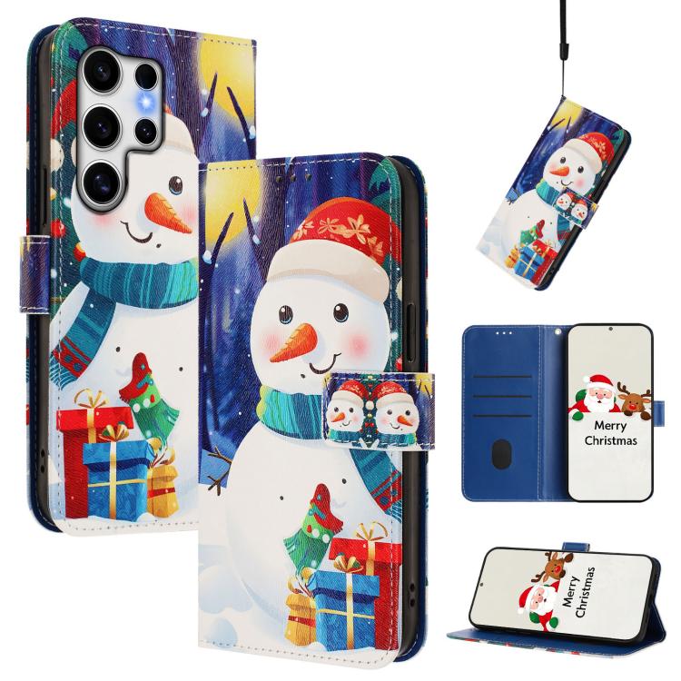 Christmas Series Buckle Leather Phone Case with Hand Strap, For Samsung Galaxy S25 Ultra 5G, For Samsung Galaxy S24 FE 5G, For Samsung Galaxy Xcover7 Pro, For Samsung Galaxy Xcover7 5G