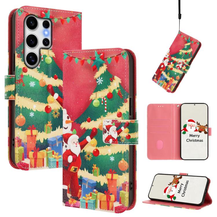 Christmas Series Buckle Leather Phone Case with Hand Strap, For Samsung Galaxy S25 Ultra 5G, For Samsung Galaxy S24 FE 5G, For Samsung Galaxy Xcover7 Pro, For Samsung Galaxy Xcover7 5G
