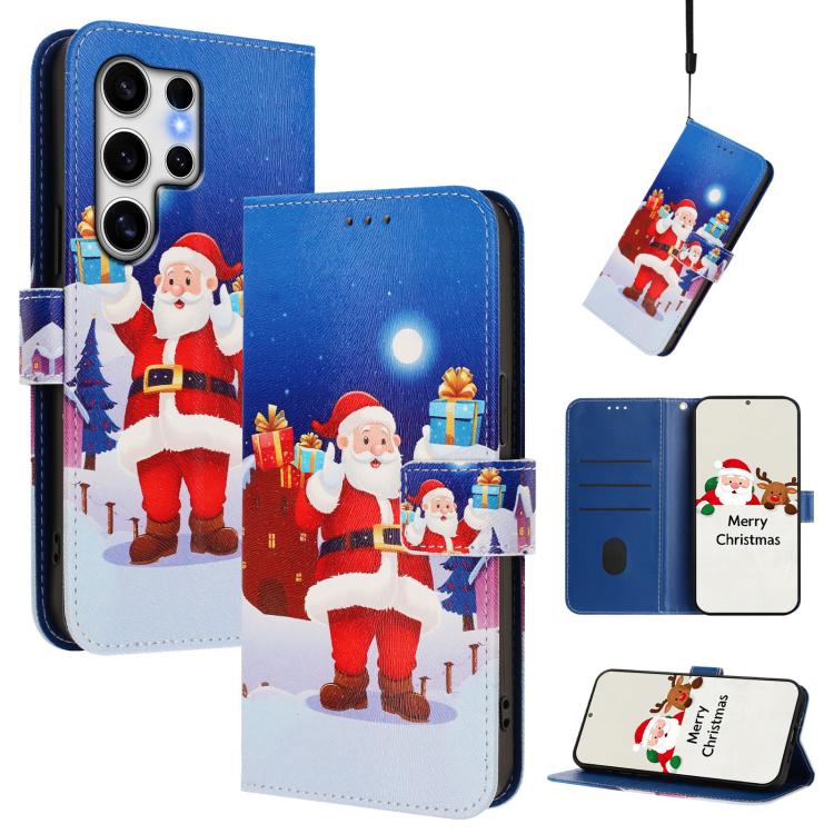 Christmas Series Buckle Leather Phone Case with Hand Strap, For Samsung Galaxy S25 Ultra 5G, For Samsung Galaxy S24 FE 5G, For Samsung Galaxy Xcover7 Pro, For Samsung Galaxy Xcover7 5G