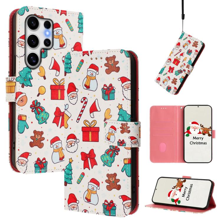 Christmas Series Buckle Leather Phone Case with Hand Strap, For Samsung Galaxy S25 Ultra 5G, For Samsung Galaxy S24 FE 5G, For Samsung Galaxy Xcover7 Pro, For Samsung Galaxy Xcover7 5G
