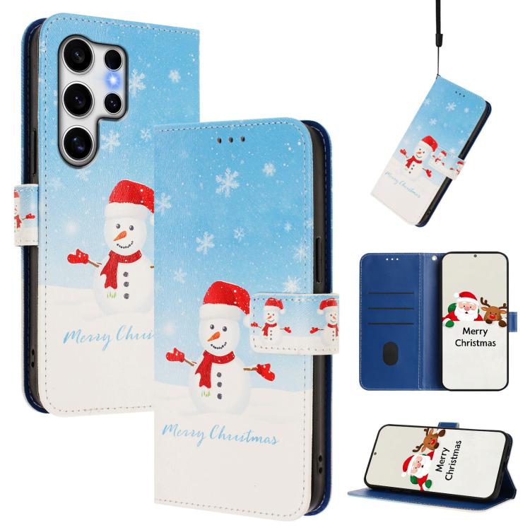Christmas Series Buckle Leather Phone Case with Hand Strap, For Samsung Galaxy S25 Ultra 5G, For Samsung Galaxy S24 FE 5G, For Samsung Galaxy Xcover7 Pro, For Samsung Galaxy Xcover7 5G