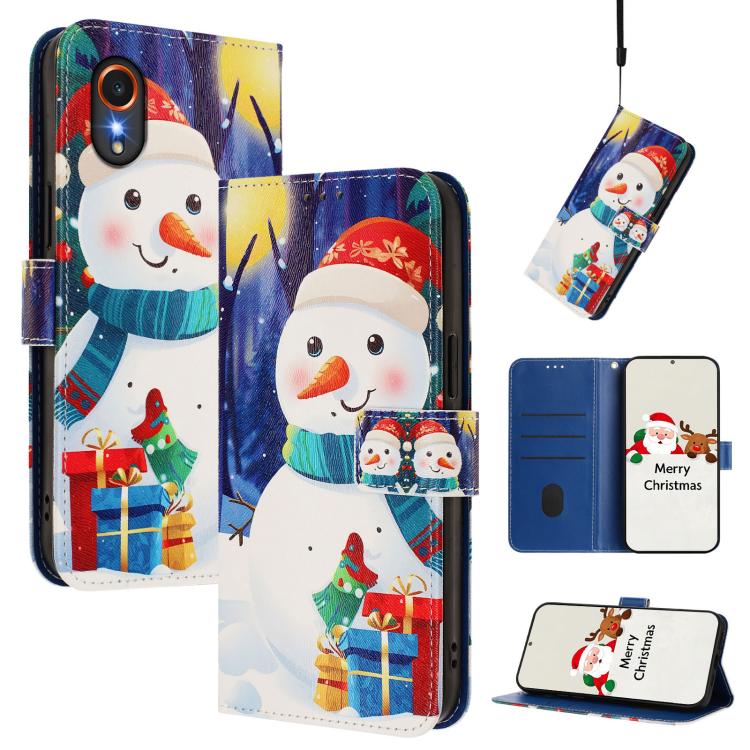 Christmas Series Buckle Leather Phone Case with Hand Strap, For Samsung Galaxy S25 Ultra 5G, For Samsung Galaxy S24 FE 5G, For Samsung Galaxy Xcover7 Pro, For Samsung Galaxy Xcover7 5G
