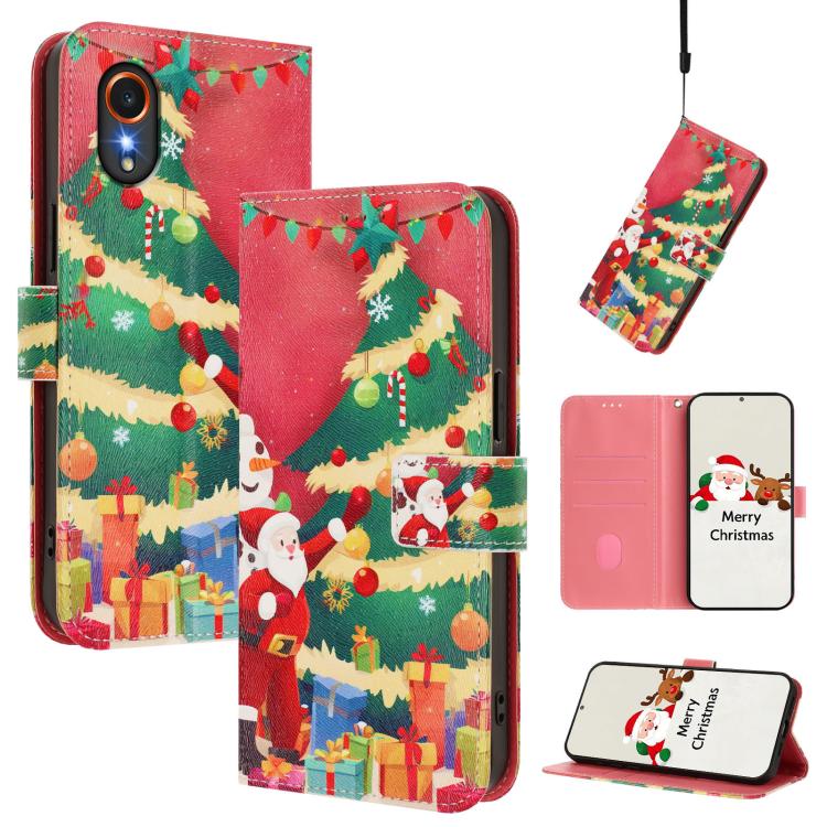 Christmas Series Buckle Leather Phone Case with Hand Strap, For Samsung Galaxy S25 Ultra 5G, For Samsung Galaxy S24 FE 5G, For Samsung Galaxy Xcover7 Pro, For Samsung Galaxy Xcover7 5G