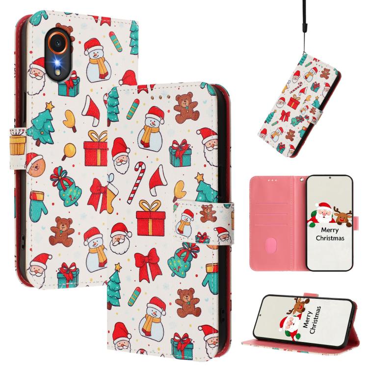 Christmas Series Buckle Leather Phone Case with Hand Strap, For Samsung Galaxy S25 Ultra 5G, For Samsung Galaxy S24 FE 5G, For Samsung Galaxy Xcover7 Pro, For Samsung Galaxy Xcover7 5G