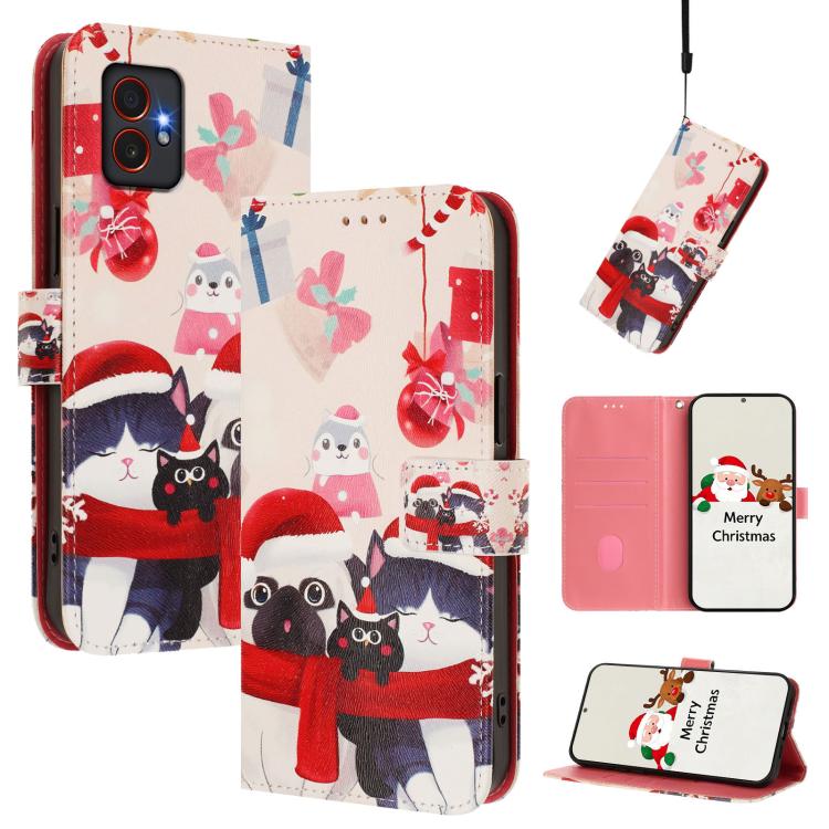 Christmas Series Buckle Leather Phone Case with Hand Strap, For Samsung Galaxy S25 Ultra 5G, For Samsung Galaxy S24 FE 5G, For Samsung Galaxy Xcover7 Pro, For Samsung Galaxy Xcover7 5G