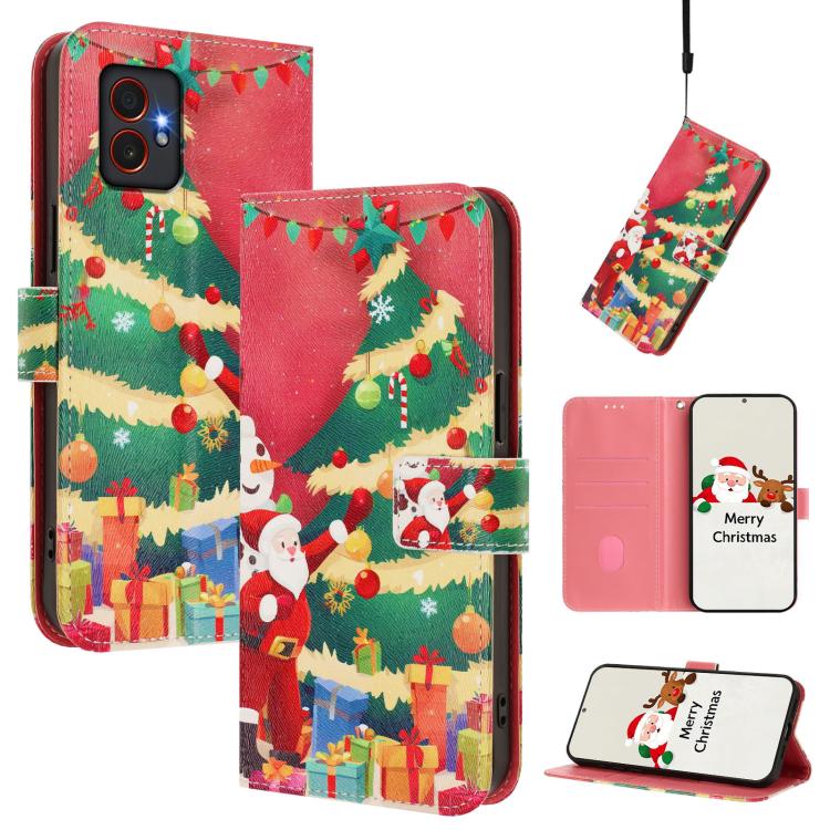 Christmas Series Buckle Leather Phone Case with Hand Strap, For Samsung Galaxy S25 Ultra 5G, For Samsung Galaxy S24 FE 5G, For Samsung Galaxy Xcover7 Pro, For Samsung Galaxy Xcover7 5G