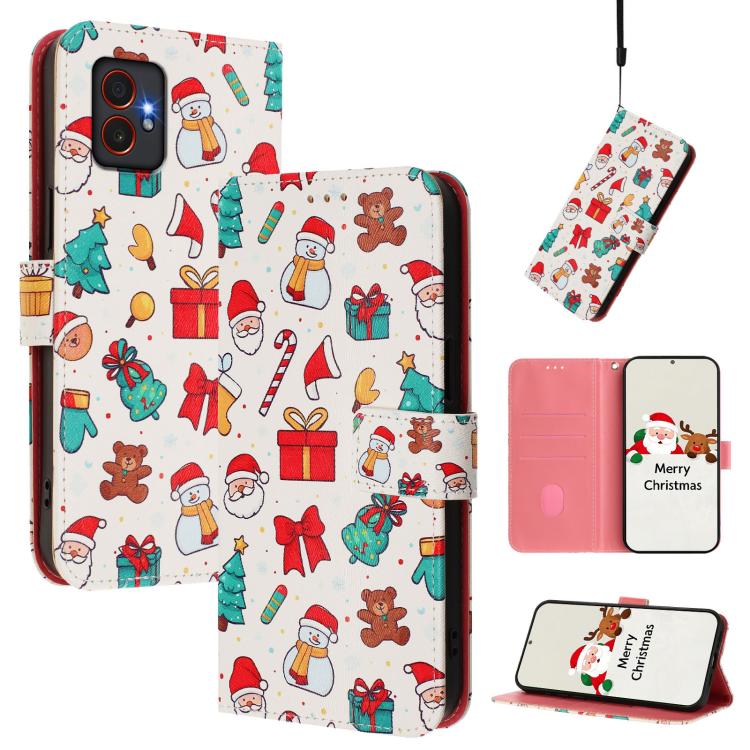 Christmas Series Buckle Leather Phone Case with Hand Strap, For Samsung Galaxy S25 Ultra 5G, For Samsung Galaxy S24 FE 5G, For Samsung Galaxy Xcover7 Pro, For Samsung Galaxy Xcover7 5G