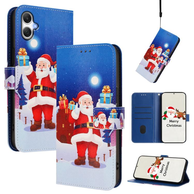 Christmas Series Buckle Leather Phone Case with Hand Strap, For Samsung Galaxy F06 5G / M06 5G, For Samsung Galaxy A06 5G / 4G, For Samsung Galaxy A36 / A56 5G, For Samsung Galaxy A05 / F05 / M05 4G