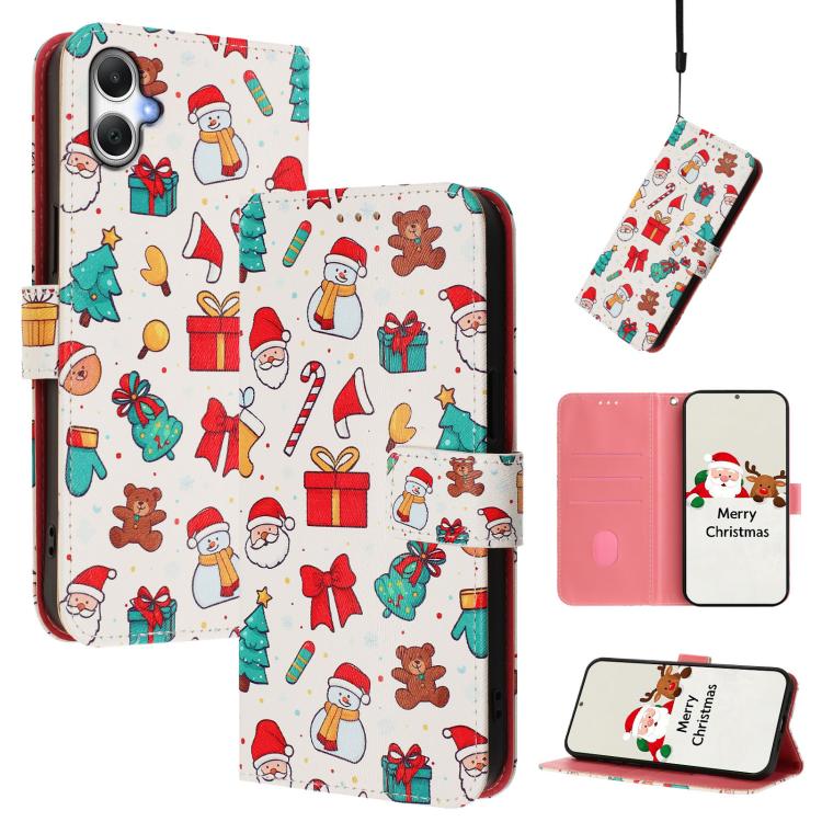 Christmas Series Buckle Leather Phone Case with Hand Strap, For Samsung Galaxy F06 5G / M06 5G, For Samsung Galaxy A06 5G / 4G, For Samsung Galaxy A36 / A56 5G, For Samsung Galaxy A05 / F05 / M05 4G