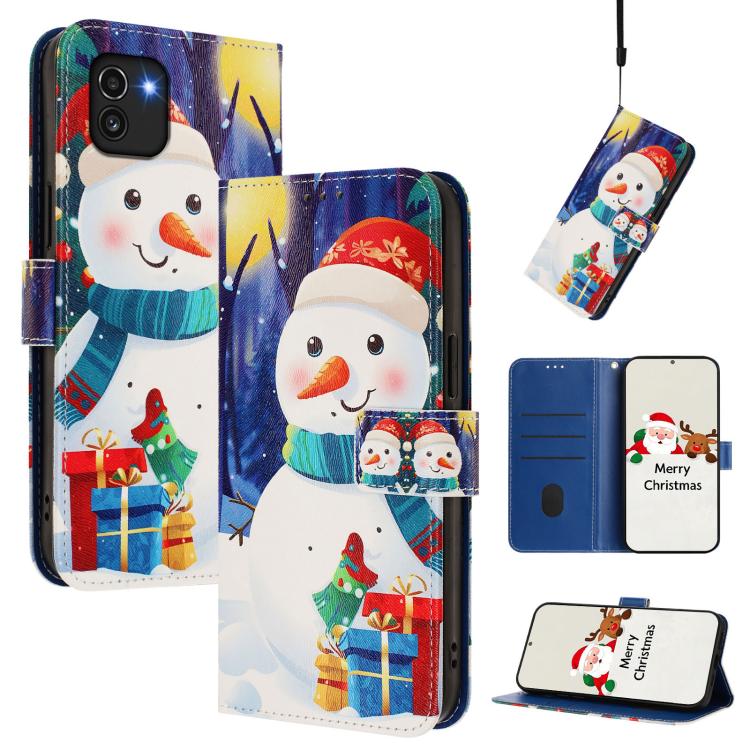 Christmas Series Buckle Leather Phone Case with Hand Strap, For Samsung Galaxy A03 164mm, For Samsung Galaxy A03 166mm
