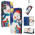 Christmas Series Buckle Leather Phone Case with Hand Strap, For Samsung Galaxy A24 4G, For Samsung Galaxy A23 5G / 4G / M23 / F23, For Samsung Galaxy A04e / F04 / M04 4G, For Samsung Galaxy A14 5G / 4G