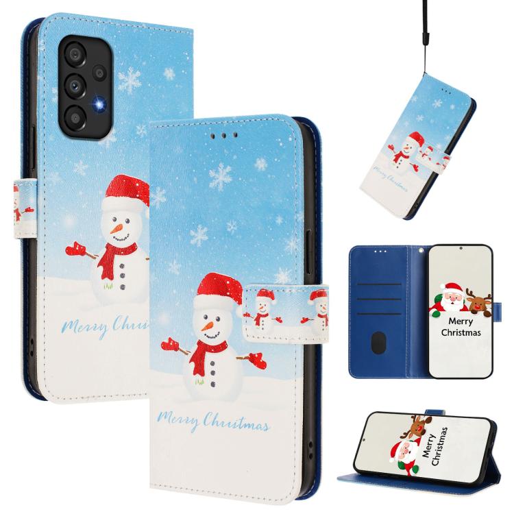 Christmas Series Buckle Leather Phone Case with Hand Strap, For Samsung Galaxy M33 5G, For Samsung Galaxy A53 5G, For Samsung Galaxy A73 5G, For Samsung Galaxy A33 5G