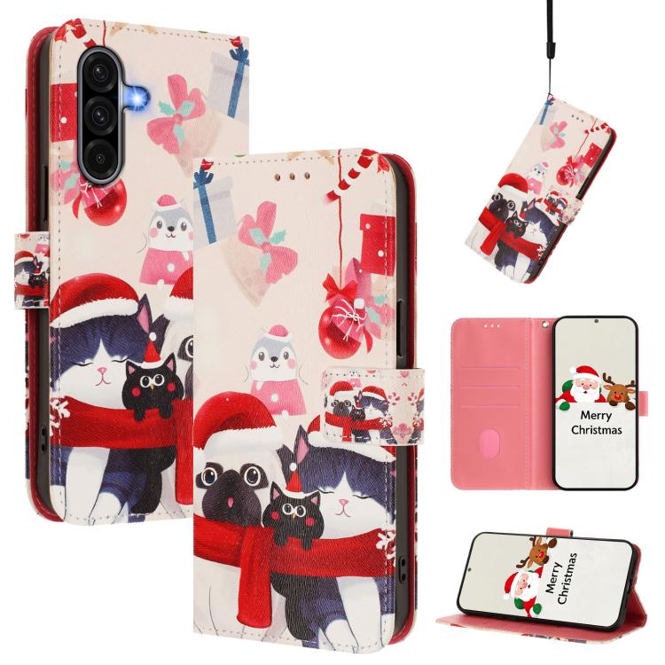 Christmas Series Buckle Leather Phone Case with Hand Strap, For Samsung Galaxy F06 5G / M06 5G, For Samsung Galaxy A06 5G / 4G, For Samsung Galaxy A36 / A56 5G, For Samsung Galaxy A05 / F05 / M05 4G