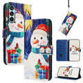 Christmas Series Buckle Leather Phone Case with Hand Strap, For Samsung Galaxy M15 5G / F15 5G, For Samsung Galaxy A15 5G / 4G, For Samsung Galaxy A55 5G, For Samsung Galaxy A35 5G
