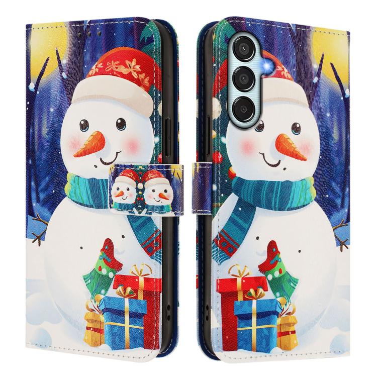 Christmas Series Buckle Leather Phone Case with Hand Strap, For Samsung Galaxy M15 5G / F15 5G, For Samsung Galaxy A15 5G / 4G, For Samsung Galaxy A55 5G, For Samsung Galaxy A35 5G