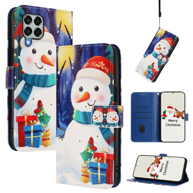 Christmas Series Buckle Leather Phone Case with Hand Strap, For Samsung Galaxy M33 5G, For Samsung Galaxy A53 5G, For Samsung Galaxy A73 5G, For Samsung Galaxy A33 5G