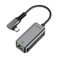 USB -C / Type-C Elbow to RJ45 Aluminum Alloy Shell Ethernet HUB Adapter, Type-C Elbow to RJ45