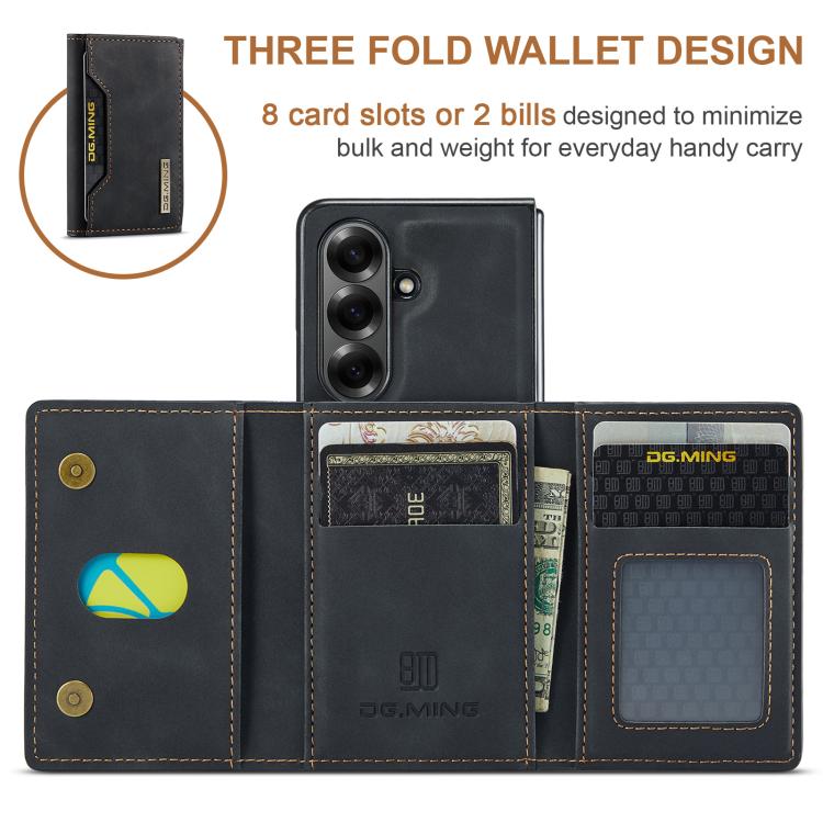 DG.MING M2 Series 3-Fold Multi Card Bag hybrid Magnetic Phone Case with Long Lanyard, For Galaxy Z Fold8 Ultra 5G, For Galaxy Z Flip8 5G, For Galaxy Z Fold7 5G, For Samsung Galaxy Z Flip7 5G