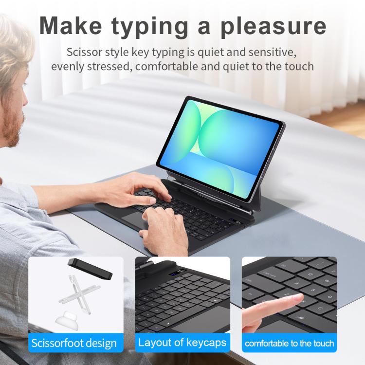 P820 Magnetic Bluetooth Keyboard Leather Tablet Case, For Samsung Galaxy Tab S10 FE+