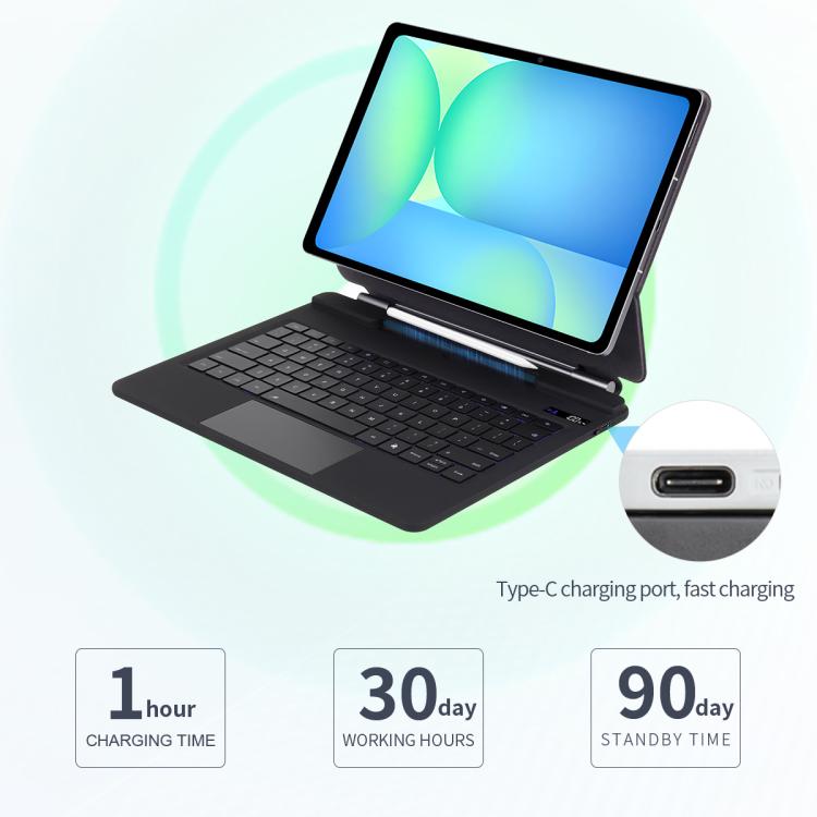 P820 Magnetic Bluetooth Keyboard Leather Tablet Case, For Samsung Galaxy Tab S10 FE+
