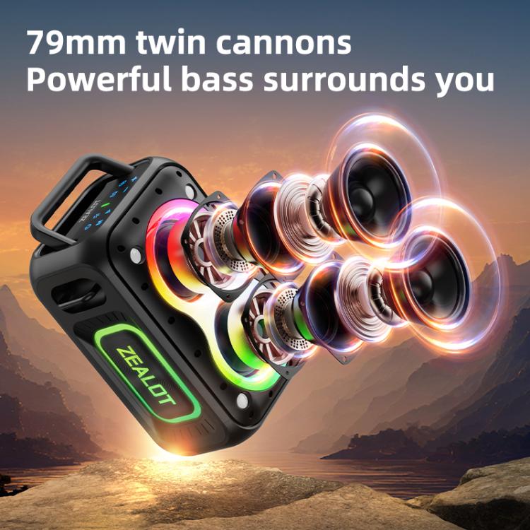 Zealot PT02 60W Portable Outdoor RGB Colorful Light Stereo Bluetooth Speaker, PT02