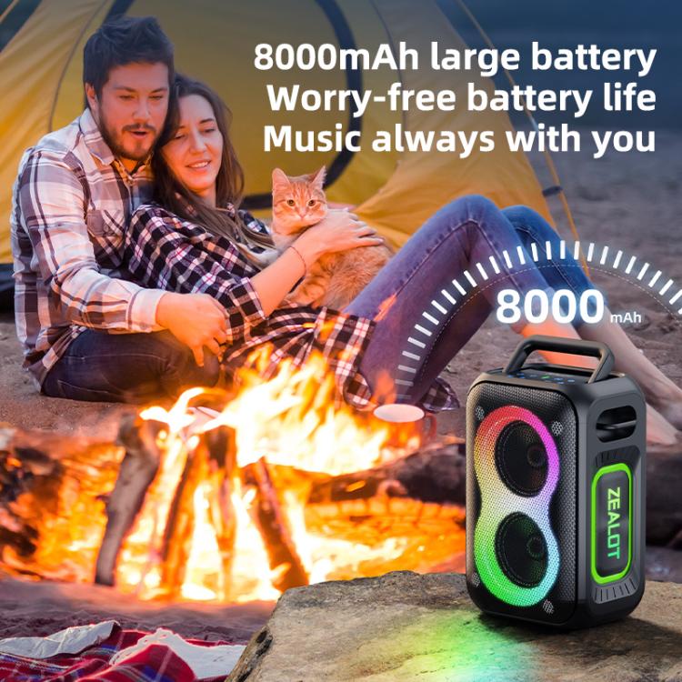 Zealot PT02 60W Portable Outdoor RGB Colorful Light Stereo Bluetooth Speaker, PT02