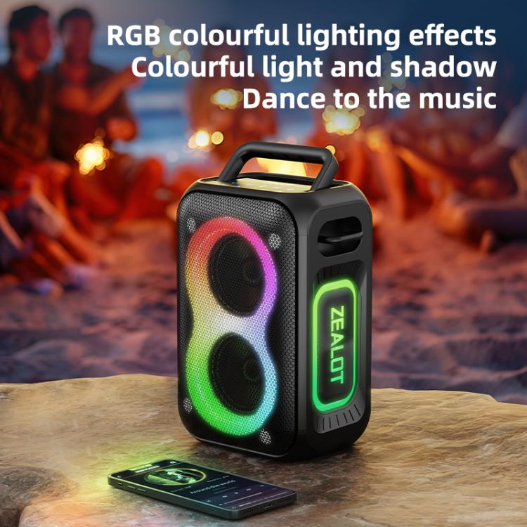 Zealot PT02 60W Portable Outdoor RGB Colorful Light Stereo Bluetooth Speaker, PT02