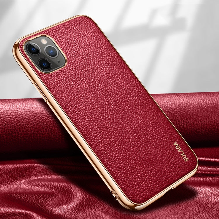 SULADA Litchi Texture Leather Electroplated Shckproof Protective Case, For iPhone 11 Pro, For iPhone 11