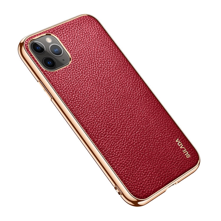SULADA Litchi Texture Leather Electroplated Shckproof Protective Case, For iPhone 11 Pro, For iPhone 11