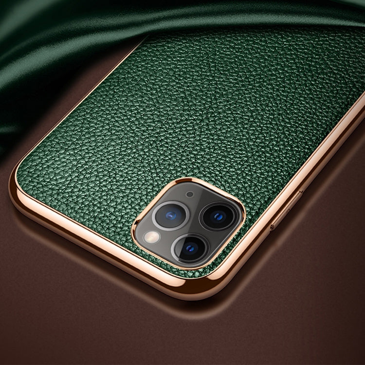 SULADA Litchi Texture Leather Electroplated Shckproof Protective Case, For iPhone 11 Pro, For iPhone 11