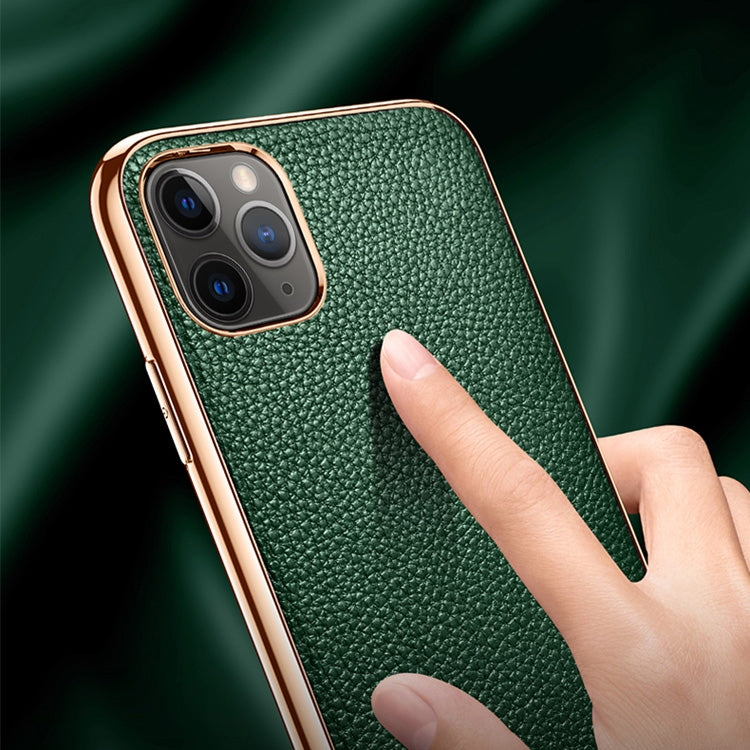 SULADA Litchi Texture Leather Electroplated Shckproof Protective Case, For iPhone 11 Pro, For iPhone 11