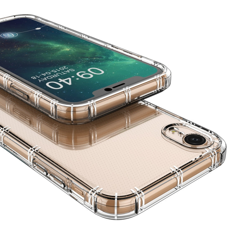 For iPhone XR Straight Edge Dual Bone-bits Shockproof TPU Clear Case