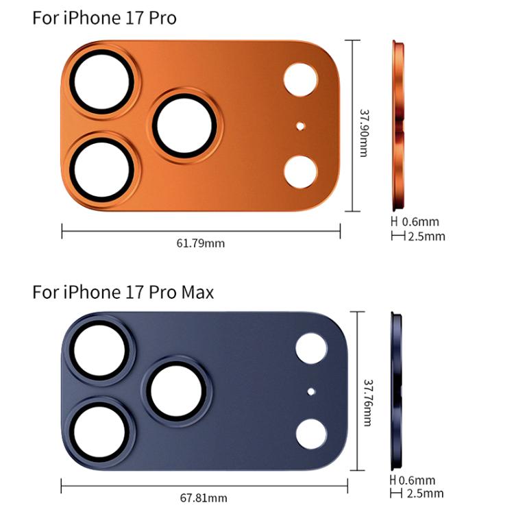 XDcase Armor Full-Coverage Frosted Metal Camera Lens Ring Film, For iPhone 17 Pro Max, For iPhone 17 Pro