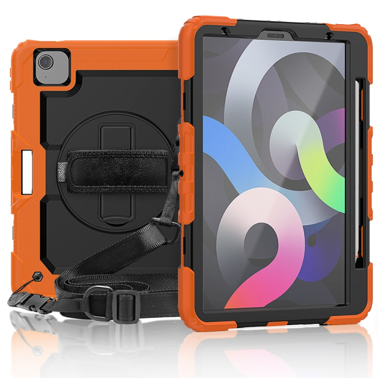 Shockproof Colorful Silicone + PC Protective Case with Holder & Shoulder Strap & Hand Strap & Pen Slot, For iPad Air 2022 / 2020 10.9