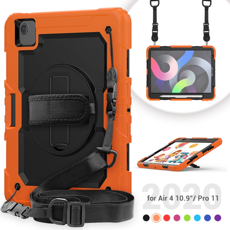 Shockproof Colorful Silicone + PC Protective Case with Holder & Shoulder Strap & Hand Strap & Pen Slot, For iPad Air 2022 / 2020 10.9