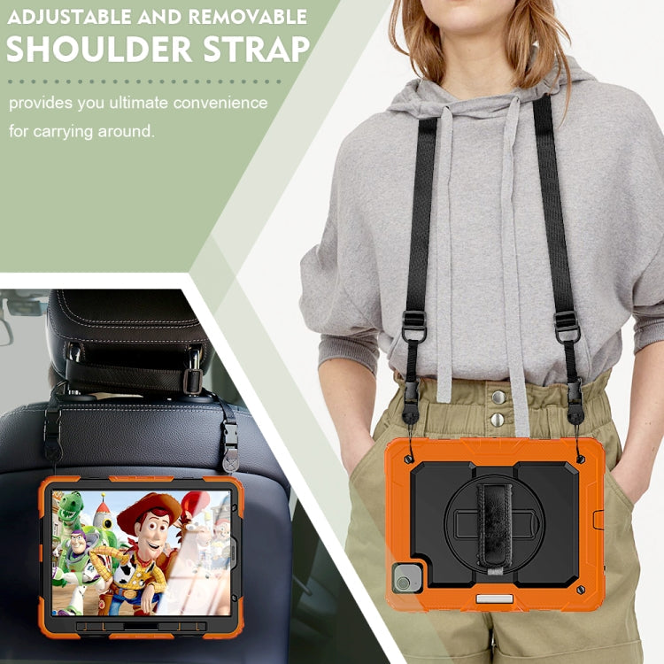 Shockproof Colorful Silicone + PC Protective Case with Holder & Shoulder Strap & Hand Strap & Pen Slot, For iPad Air 2022 / 2020 10.9