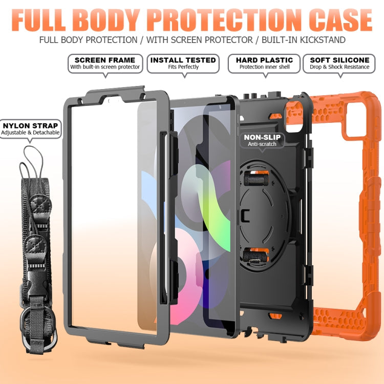 Shockproof Colorful Silicone + PC Protective Case with Holder & Shoulder Strap & Hand Strap & Pen Slot, For iPad Air 2022 / 2020 10.9