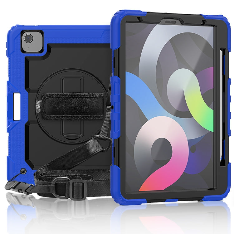 Shockproof Colorful Silicone + PC Protective Case with Holder & Shoulder Strap & Hand Strap & Pen Slot, For iPad Air 2022 / 2020 10.9