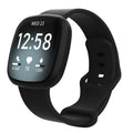 For Fitbit Versa 4 / Versa 3 / Sense 2 / Sense Silicone Watch Band, Size: L(Black)