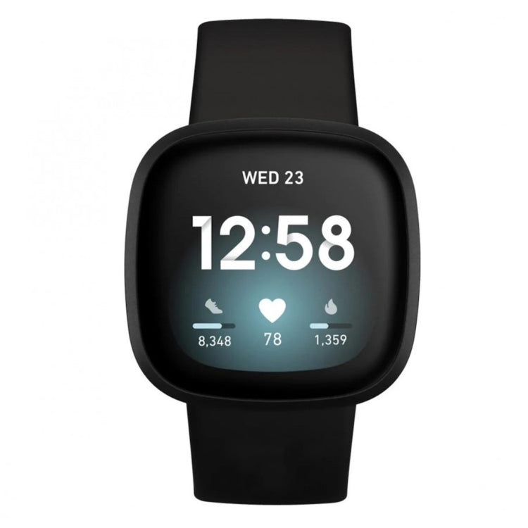 For Fitbit Versa 4 / Versa 3 / Sense 2 / Sense Silicone Watch Band, Size: L(Black)