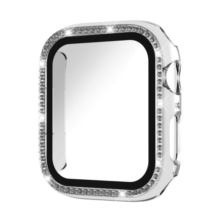 xDfind Single Row Diamond Tempered Glass Film Integrated PC Watch Case, For Apple Watch Series 44mm, For Apple Watch Series 40mm