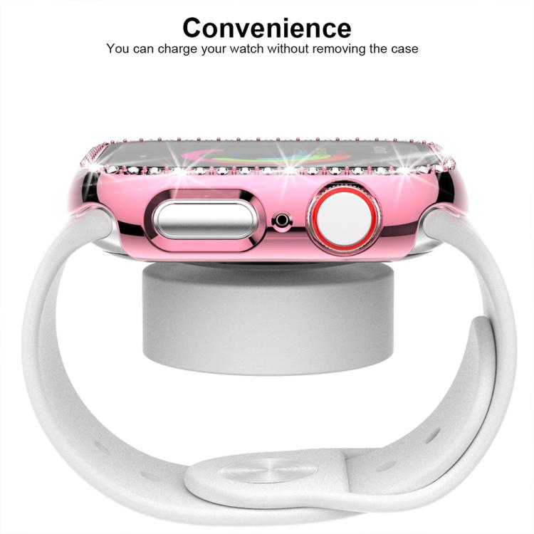 xDfind Single Row Diamond Tempered Glass Film Integrated PC Watch Case, For Apple Watch Series 11 46mm / 10 46mm, For Apple Watch Series 11 42mm / 10 42mm