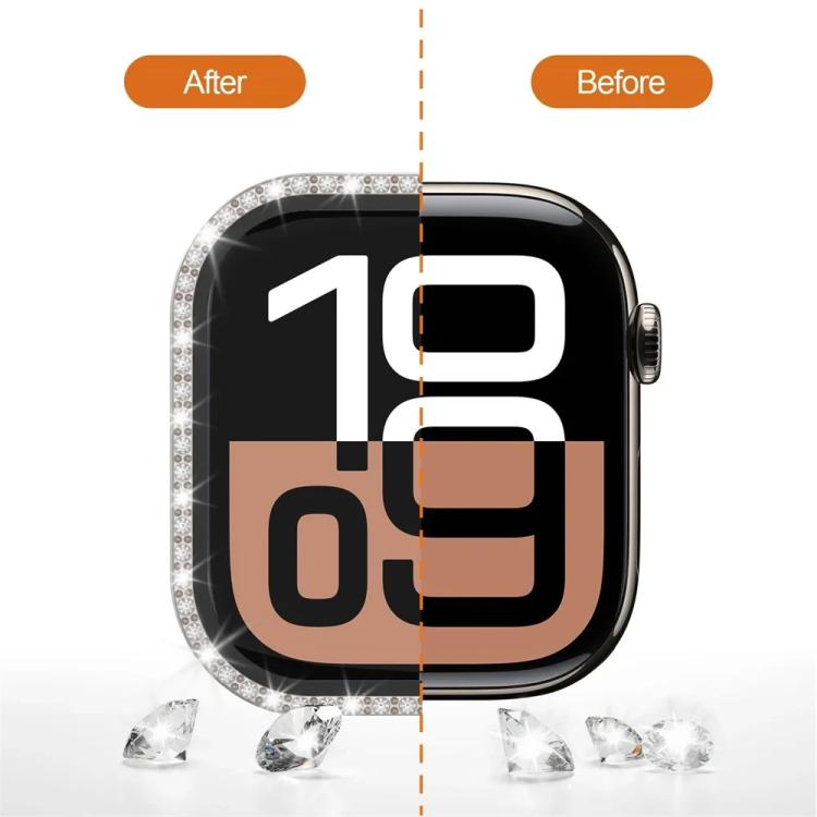 xDfind Single Row Diamond Tempered Glass Film Integrated PC Watch Case, For Apple Watch Series 9 / 8 / 7 41mm, For Apple Watch Series 3 / 2 / 1 38mm