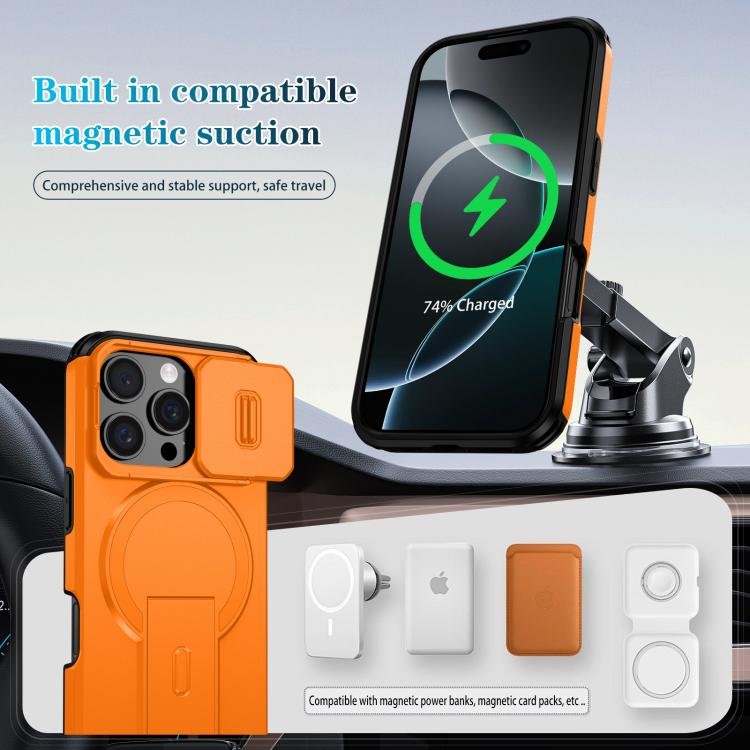 Sliding Camshield MagSafe Holder Phone Case, For iPhone 16 Pro, For iPhone 16 Plus, For iPhone 16
