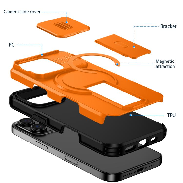 Sliding Camshield MagSafe Holder Phone Case, For iPhone 16 Pro, For iPhone 16 Plus, For iPhone 16